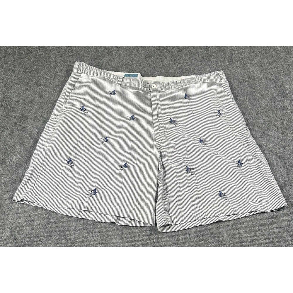 Castaway Nantucket Island White Striped Seersucker Shorts Swordfish Men's 44